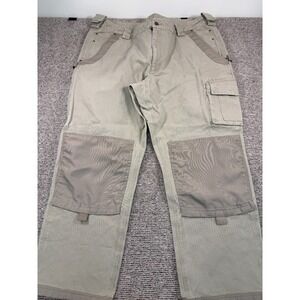 Duluth Trading Pants Beige Flex Fire Hose Tradetek Cargo Pants Heavy Duty 46X32